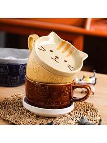 Cốc bánh anh đào, cốc nước anh đào chất lượng cao, cốc sứ có nắp, cốc cà phê bữa sáng cho cặp đôi, quà tặng, quà sinh nhật. - Nhiều màu - Xem 5