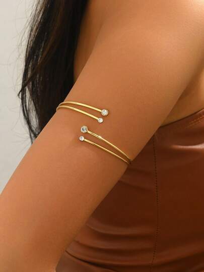 سوار كريستال متعدد الطبقات هندسي فاخر للنساء قطعة واحدة