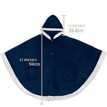 带帽斗篷毯，女士可穿戴毯斗篷披肩，天使披肩斗篷，法兰绒羊毛成人女士可穿戴毯，舒适抓绒带帽斗篷披肩，超柔软带帽电视毯 - 寶藍色 - 查看 5