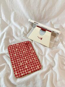 1个复古红色格子星星旋转平板保护套，甜美红色格子背景，多角度支架，防震防刮，精准开孔，适用于iPad 10代/Air4/5/Pro 11英寸/9/8/7代，温柔少女风 - 紅色 - 查看 4