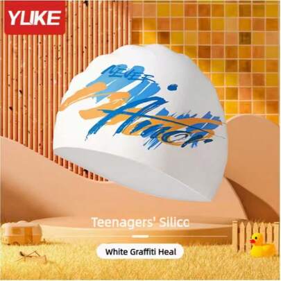 Professional Silicone Swimming Cap - High Quality, Chlorine Resistant, Suitable For Swimming And Surfing, Unisex, Colorful Striped Design, Hand Wash Only, Surfing Accessory, Vibrant Swimwear