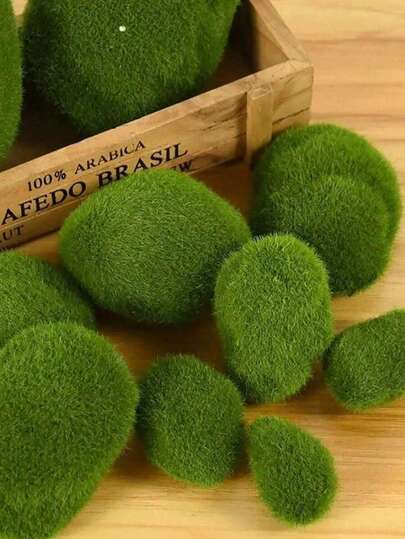 10/20/30 Pcs X Simulated Moss Green Grass Micro Landscape, Different Sizes, Simulated Stones, Natural And Beautiful Miniature Decoration For DIY Fairytale Garden Aquarium Fish Tank Bottle Outdoor Decoration
