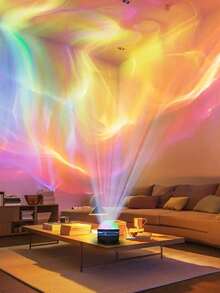 1pc USB Galaxy Swirl Projector Lamp, LED Wave Ripple Projection Light, 7-Color Changing, Bedroom Night Light Projector For Bedroom, Living Room, Home Theater, Ceiling, Party, Dance Hall Atmosphere, USB Powered With Remote Control - Multicolor - View 1