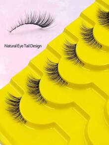Asiteo 10 Pairs Natural Half-Piece Cat Eye False Eyelashes, Transparent Band With Soft Fluffy Fine Lightweight Faux Mink 3D Lashes, Suitable For Daily Makeup To Extend Lashes, Reusable Natural Look - Black - View 6
