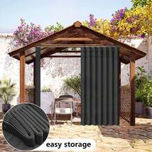1pc Outdoor Patio High Temperature Pleated Wrinkle-Resistant Curtain, Oxford Cloth Hanging Fabric, Foldable Invisible Curtain For Doorway, Balcony Sun Shading, Room Divider - 1PC - View 6