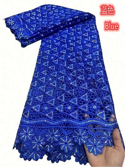 5 yards/1 yard Tissu de dentelle guipure à sequins africains jaunes 2026 Nouveau dentelle de soie au lait soluble dans l'eau nigériane pour mariage, fête, couture