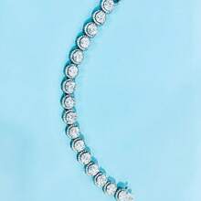 1pc S925 Sterling Silvery 5mm 26-35ct Moissanite Tennis Bracelet - Sparkling Round Brilliant-Cut Synthetic Diamonds, Adjustable Clasp, Elegant Gift For Teenager, Teenager, Birthdays, Weddings, Anniversaries, Engagement, Tennis Bracelet, Wedding Accessory, Sporty Accessory, Durable Jewelry, For Teenager - 6.5 Inches - 查看 2