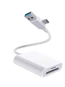 1 pièce Lecteur de carte 2-en-1 de type C à transfert stable et haute vitesse, adaptateur OTG portable en forme de T, prend en charge SD/TF/SDHC/SDXC/Micro SD, plug and play, compatible avec PC, ordinateur portable, téléphones Android, appareils photo, transfert de données quotidien - Blanc - Voir 7
