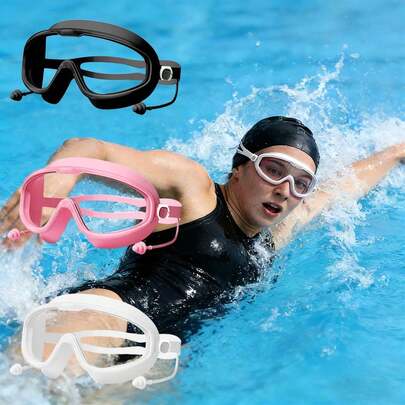 Kính bơi chống sương mù, chống nước cao cấp, gọng lớn dành cho nam và nữ, độ nét cao, góc nhìn rộng, chống tia UV, chất liệu silicon mềm, thiết bị bơi lội và lặn chuyên nghiệp phù hợp cho mọi vận động viên.