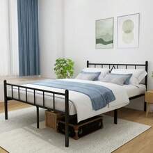 Metal Platform Bed Frame, Full,Twin  14 Inch Bed Frame With Under Bed Storage, Steel Slat Mattress Support, No Box Spring Needed, Easy Assembly, Black - Black - View 3