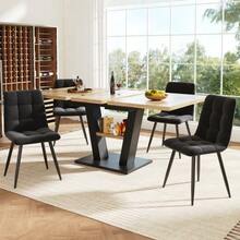 Dining Table Set (5 Pieces), Extendable Dining Table Set, 118–157 X 70 Cm Dining Table With 4 Chairs, For Kitchen And Living Room, Includes Dining Chairs, Extendable Dining Table With V-Shaped Legs, Dining Set - Black - View 2