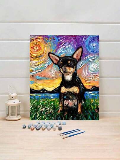 Bộ tranh sơn dầu kỹ thuật số tự làm hình chó Chihuahua, đồ thủ công nghệ thuật dành cho người lớn, bộ tranh sơn dầu không khung để trang trí phòng ngủ và tường nghệ thuật, phương pháp vẽ đơn giản và thú vị mà không cần kiến thức nền về hội họa, hiện thực hóa ước mơ hội họa của bạn và đắm mình trong thế giới đầy màu sắc, mỗi nét vẽ là sự thể hiện cá tính, thêm chút lãng mạn cho cuộc sống, món quà tuyệt vời nhất cho gia đình và bạn bè, quà tặng ngày lễ, kích thước 40*50CM.