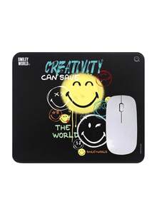 Smiley World SMILEY联名款鼠标垫，黑色泼墨涂鸦设计，办公游戏通用防滑垫 - 查看 6