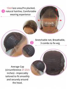 Tóc giả ren phía trước màu nâu highlight, dài, thẳng, chất liệu tổng hợp, dành cho nữ, rẽ ngôi giữa, màu vàng highlight, rẽ ngôi chữ T, không cần keo dán. - Màu xanh ombre - Xem 7