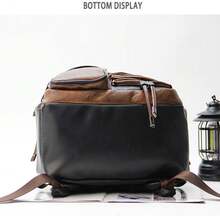 Men Leather Laptop Backpack Fit 16 Inch Laptop, Work Office College Backpack Fashion Waterproof Travel Bag - Brown - View 11