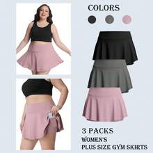 3 Pack Women's Active Performance Skort Plus Size Tennis Skirt With Pockets High Waisted Golf Skort Inner Shorts For Athletic Skorts Lightweight Skirt Workout Pickleball Yoga Sports - Nhiều màu - Xem 1
