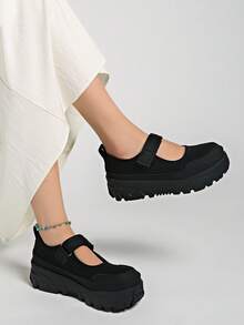 Spring New Women's Hook And Loop Casual Thick Bottom Shoes - Black - View 3