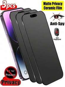 XINHONGYU 3pcs Matte Privacy Screen Protector Film, Soft Material, Full Coverage, Anti-Spy, Anti-Glare, Ceramic Film, Anti-Fingerprint, Compatible With Phone Case, Suitable Compatible With Iphone 17 Pro Max 6.9 Inch, 17 Pro Max/17 Air/16 Pro Max/16 Pro/16 Plus/16/15 Pro Max/14 Pro Max/13 Mini/12/11/XS Max/XR/8 Plus/7 Plus - 3PCS - View 20