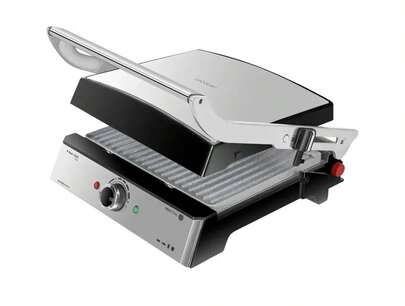  Parrilla Eléctrica 2000W con Placas Reversibles y Revestimiento Rockstone de Cecotec