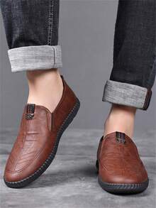 Men's Casual Slip-On Loafers, Soft Sole Comfortable Versatile Driving Shoes, Suitable For Daily And Outdoor Use - Brown - View 5