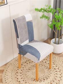 1/4 chiếc bọc ghế co giãn, bọc ghế sợi polyester, bọc ghế khách sạn và gia đình. - Xanh và trắng - Xem 1