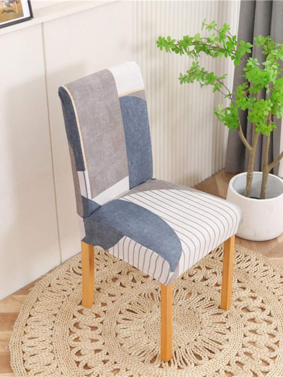 1/4 chiếc bọc ghế co giãn, bọc ghế sợi polyester, bọc ghế khách sạn và gia đình. - Xanh và trắng - Xem 1