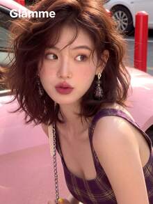 1 Đôi bông tai nhựa kiểu Pháp cổ điển, họa tiết hổ phách, thiết kế bất đối xứng, thích hợp cho kỳ nghỉ hoặc tiệc tùng dành cho nữ. - Cà phê - Xem 7