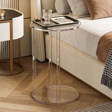 C 形亚克力透明饮料桌，适合小空间，迷你马提尼饮料边桌，适用于客厅和卧室 - 透明 - 查看 4