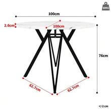 Dining Table Set (5 Pieces), Dining Table Set With 4 Chairs, Modern Kitchen Dining Table Set, 100cm Diameter Round Kitchen Table With Gold Metal Legs, MDF Tabletop With Marble Effect, Grey Dining Chairs - Black - View 5