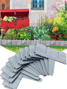 5/10/20 pezzi Recinzione decorativa per prato, bordo in plastica effetto pietra per giardino, aiuola, cortile, patio, recinzione divisoria da giardino a incastro - multicolore - Visualizzare 11