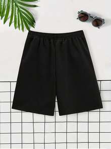 New York Brooklyn Pattern Round Neck T-Shirt + Shorts Set, New Summer Fashion Comfortable Boys Outfit - Black - View 6