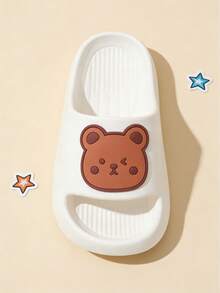 Chinelos Infantis Fofos e Adoráveis com Design 3D de Urso, Chinelos Minimalistas Refrescantes, Macios, Elásticos e Leves para Uso Diário Interno/Externo de Meninos/Meninas - Branco - Visão 7