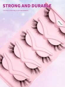 ENCHUW 5对狐狸眼假睫毛 猫眼假睫毛 透明梗 飞扬尾端 纤长睫毛 蓬松柔软 自然纤长仿貂毛假睫毛 - 黑色 - 查看 5