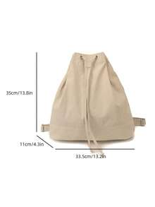 1个纯色帆布休闲简约多功能大容量轻便时尚背包 - 白色 - 查看 8