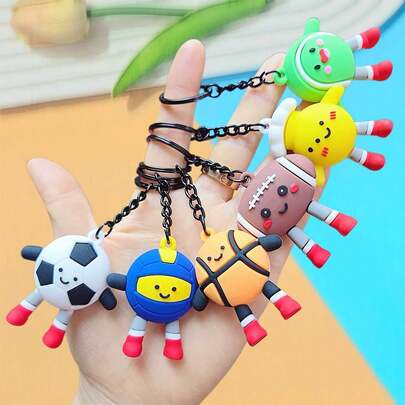 Set de 5 llaveros con forma de balón deportivo - Colgante creativo para mochila y pequeño regalo para niños (diseño de fútbol)