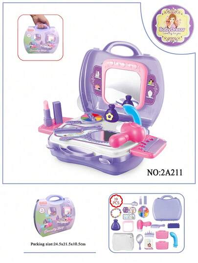 Dieser tragbare Kinderspielzeug-Aufbewahrungstasche aus PP-Material ist für Mädchen im Alter von 3-6 Jahren geeignet. Sie ist eine ideale Wahl für Eltern-Kind-Interaktion, Reisen, Treffen und Spiele. Sie enthält ein Set an Rollenspielspielzeug wie Kosmetik für kleine Mädchen, Küchenimitation, Outdoor-Picknick-Utensilien, Arzt/Zahnarzt und medizinische Instrumente.