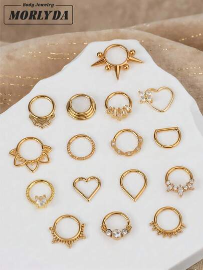 Bộ 3 chiếc khuyên mũi vàng 16G đáng yêu, 8mm, trang sức vách ngăn mũi không đường may, hình bướm, trái tim, nơ, trăng, rắn, trang sức xỏ khuyên vách ngăn mũi, khuyên môi, khuyên vách ngăn mũi ngọc trai giả, khuyên bấm vách ngăn mũi và khuyên hình móng ngựa, khuyên vòng vách ngăn mũi có khớp nối, khuyên tai sụn tai, khuyên vành tai, khuyên tai sụn bằng thép không gỉ, khuyên mũi dạng vòng, khuyên mũi dáng dài, quà Giáng sinh cho nam nữ, 8mm, thích hợp cho tiệc tùng, hẹn hò, đeo hàng ngày, đi chơi đêm, tụ họp xã hội.