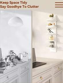 1件装悬浮式储物架，壁挂式装饰收纳架，可用于放置书籍、杂志、玩具、小摆件等，波西米亚北欧风格，适用于卧室、客厅、餐厅、厨房、办公室等场所。 - 黑與白 - 查看 8