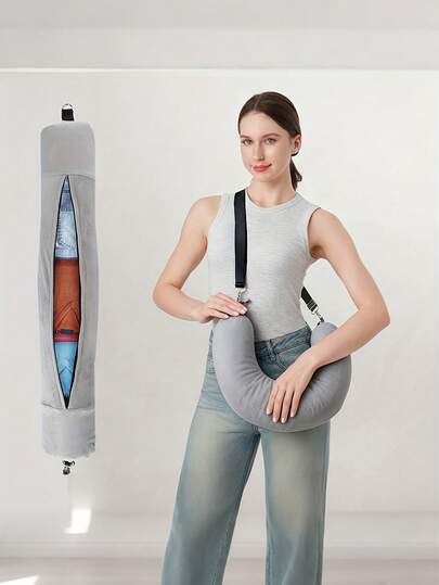 Soft Plush Filling Travel Pillow, Multifunctional U-Shaped Pillow, Available In Multiple Colors, Can Be Used As Pillow, Travel Neck Pillow, Storage Bag, Travel Bag, Airplane Pillow, Suitable For Travel, Essential For 3-Day Trips, U-Shaped Neck Pillow, Suitable For Car And Airplane, No Filling Included