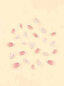 24pcs Nails Press On White Polka Dots False Nails Short Fake Nails Almond Shape Press On Nails Manicure Set Includes 1sheet Adhesive Tabs & 1pc Mini File Perfect For Everyday Wear, Elegant & Fashion Fairy Accessories, Nails Press On, Christmas & New Year Nails, For Holiday, Christmas Decoration NailsValentine's Day Gift For HerValentine's Day Gift For Her - Nhiều màu 4 - Xem 4