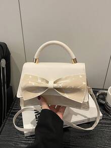 1个蝴蝶结装饰PU方形斜挎包，女士手提包，适合日常时尚搭配、外出、购物、派对，优雅女士通勤包，情人节理想礼物，舒适时尚，个性化礼物，2025年配饰，时尚风格适合各种场合，价格亲民，奢华体验，叛逆派对包，适合派对、婚礼、盛会、晚宴/宴会，优雅女士包 - 彩色 - 查看 18