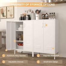 White Steel Storage Cabinet With 2 Doors And 2 Adjustable Shelves, Multifunctional Cabinet For Living Room, Kitchen, Bedroom, Garage Tool Storage And Office File Organization. - 白色 - 查看 7