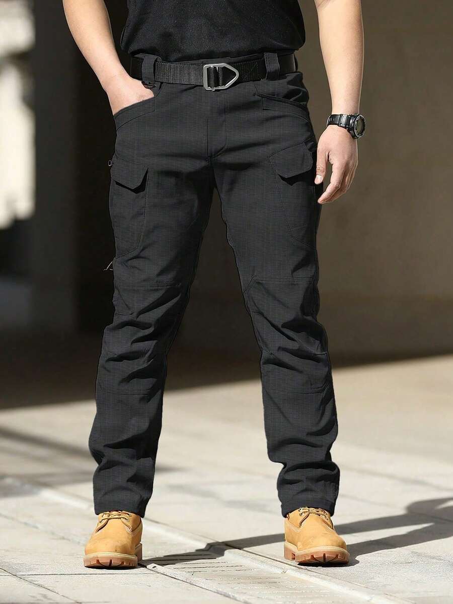 Men's Tactical Pants With Multiple Pockets, Multi-Pocket Design For Hiking & Outdoor Adventures, Camping Gear - 黑色 - 查看 1
