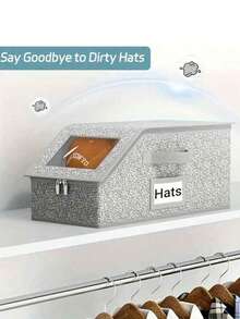 Space-Saving Hat Storage Box With Large Window And Reinforced Side Handles, Transparent Front Panel For Easy Access, Foldable Storage Box Suitable For Hat Collectors And Students, Dust-Proof Multi-Purpose Storage Bag Can Be Placed On Bedside Table, Wardrobe Bottom, And Shelves, Applicable For Bedroom, Bathroom And Household Essentials - Multicolor - View 11