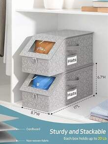 Space-Saving Hat Storage Box With Large Window And Reinforced Side Handles, Transparent Front Panel For Easy Access, Foldable Storage Box Suitable For Hat Collectors And Students, Dust-Proof Multi-Purpose Storage Bag Can Be Placed On Bedside Table, Wardrobe Bottom, And Shelves, Applicable For Bedroom, Bathroom And Household Essentials - Multicolor - View 8
