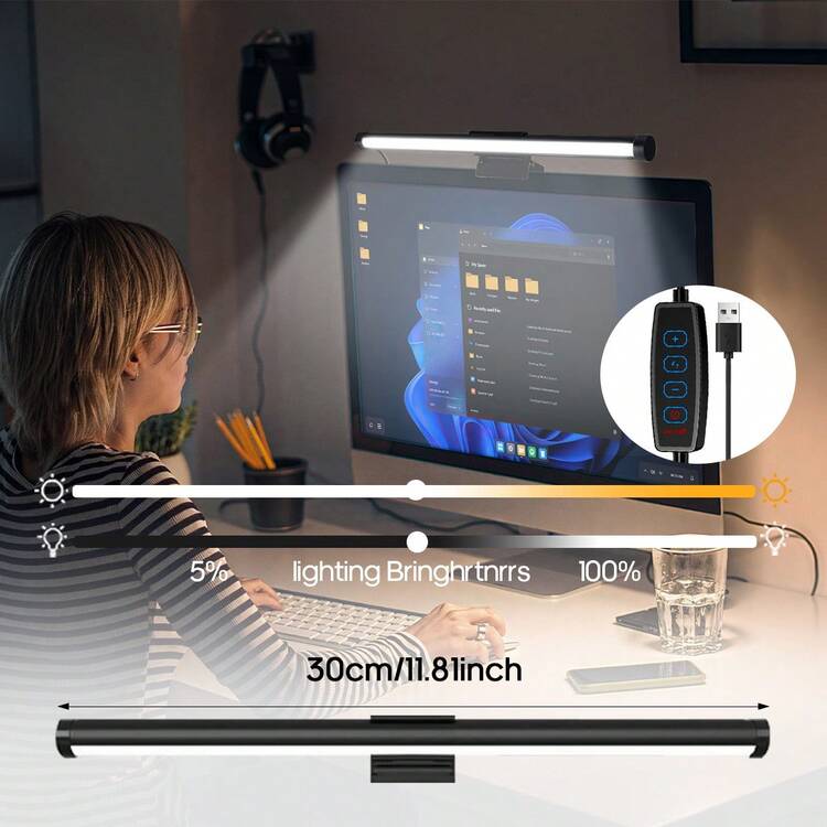 1 đèn LED thanh màn hình dùng nguồn USB, có chức năng đổi màu và điều chỉnh độ sáng, đèn bàn dùng nguồn USB phù hợp cho máy tính, đọc sách, văn phòng và học tập, đèn USB giảm chói màn hình và bảo vệ mắt. - Kiểu USB - Xem 13