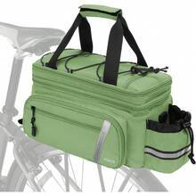 Bike Rack Bag With Rain Cover, 8L Insulated Bicycle Trunk Cooler Bag With 2 Foldable Side Panniers, Multifunctional Rear Seat Cargo Shoulder Bag (Willow Green) - Army Green - View 11