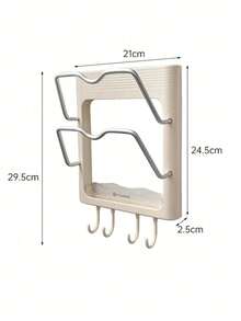 1 pieza Soporte para rizador de pelo montado en la pared sin taladro - Estante de almacenamiento resistente al calor de metal y plástico para baño/dormitorio, perchero minimalista y práctico - A - Ver 8