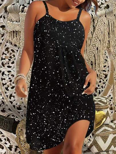 秋季时尚女士优雅长款纯色连衣裙，饰以闪亮亮片拼接，高开衩设计，及大腿，适合休闲派对、度假等场合。