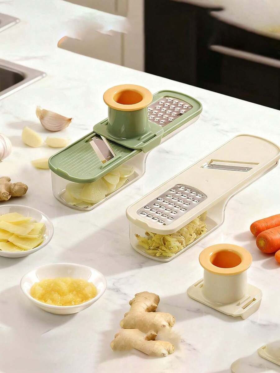 1 cái máy ép tỏi mini 3 trong 1 kiêm máy thái và băm rau củ - Máy băm đa năng chắc chắn, lưỡi dao và hộp đựng dễ vệ sinh, phù hợp cho nhà bếp, thiết kế nhỏ gọn có thể băm tỏi, gừng, cà rốt, khoai tây, hành tây. - Nhiều màu - Xem 1
